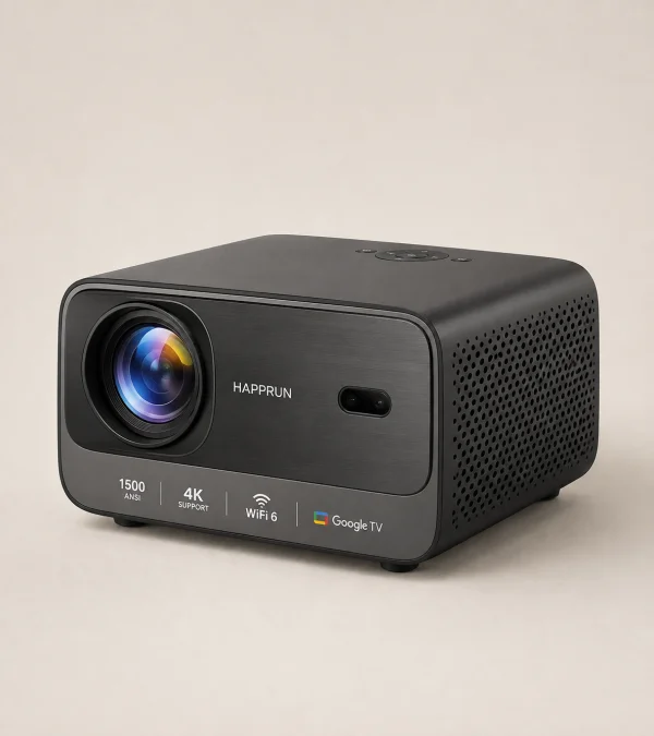 HAPPRUN 1500 ANSI Lumens Google TV 4K Supported WiFi 6 Projector