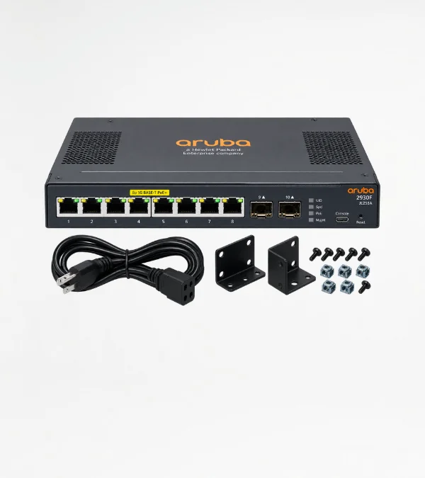 Aruba 2930F JL258A 8-Port Gigabit PoE+ Managed Switch with Power Supply & Brackets