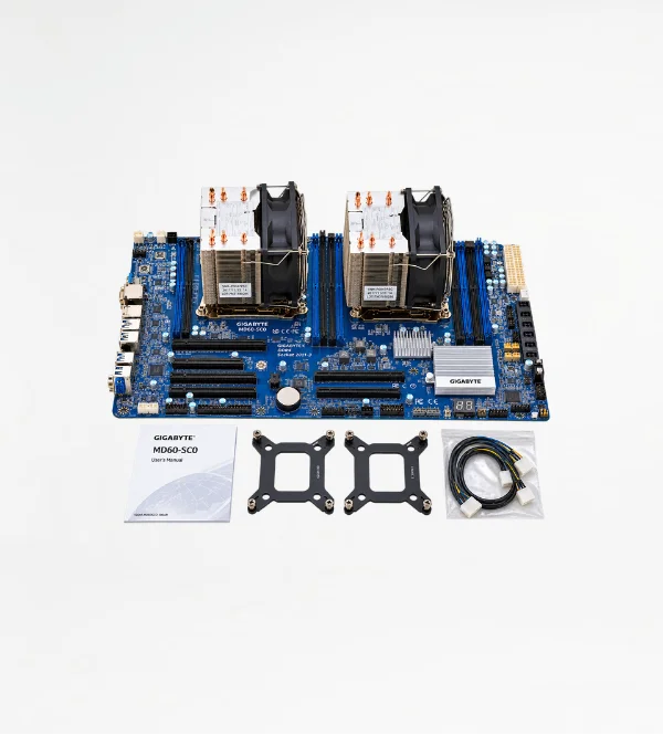 Gigabyte MD60-SC0 DDR4 Server Motherboard 2x CPU LGA2011-3 with Coolers