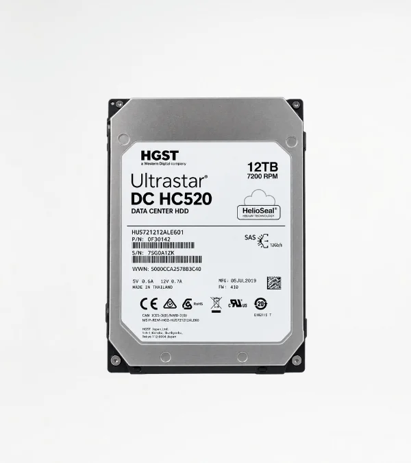 HGST WD Ultrastar DC HC520 12TB 7200RPM SATA HDD HUH721212ALE601